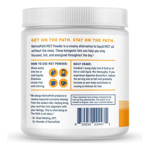 Nativepath MCT Oil Powder Supplement - Unflavored MCT Powder - Keto-Friendly - 25 Servings