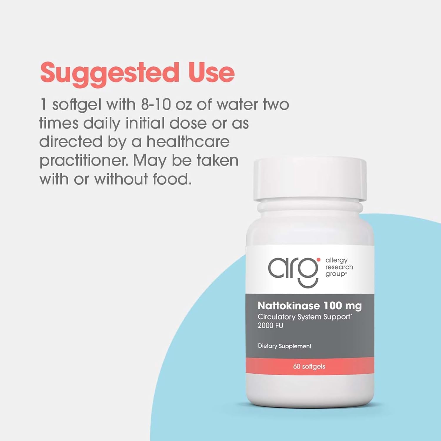 Allergy Research Group - Nattokinase Supplement NSK-SD 2000 FU, 100Mg - Cardiovascular/Circulatory Health - 60 Softgels