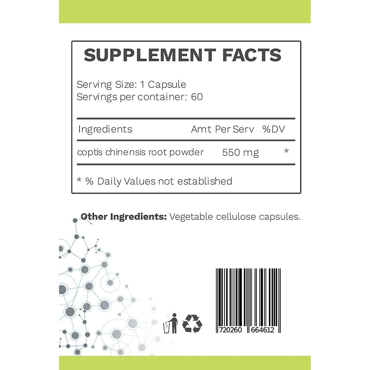 Chinese Coptis (Coptis Chinensis) - Goldthread 550Mg Berberine Coptisine