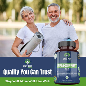 Infla-Support Plus- 750Mg Herbal Supplement Blend with Curcumin and Ashwagadha Extract & More 60 Count