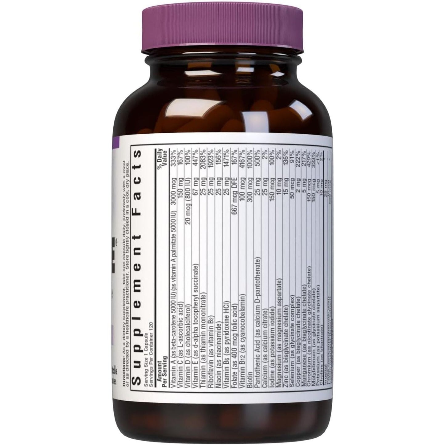 Bluebonnet Nutrition Multi One (Iron Free), Complete Full Spectrum 120 Count