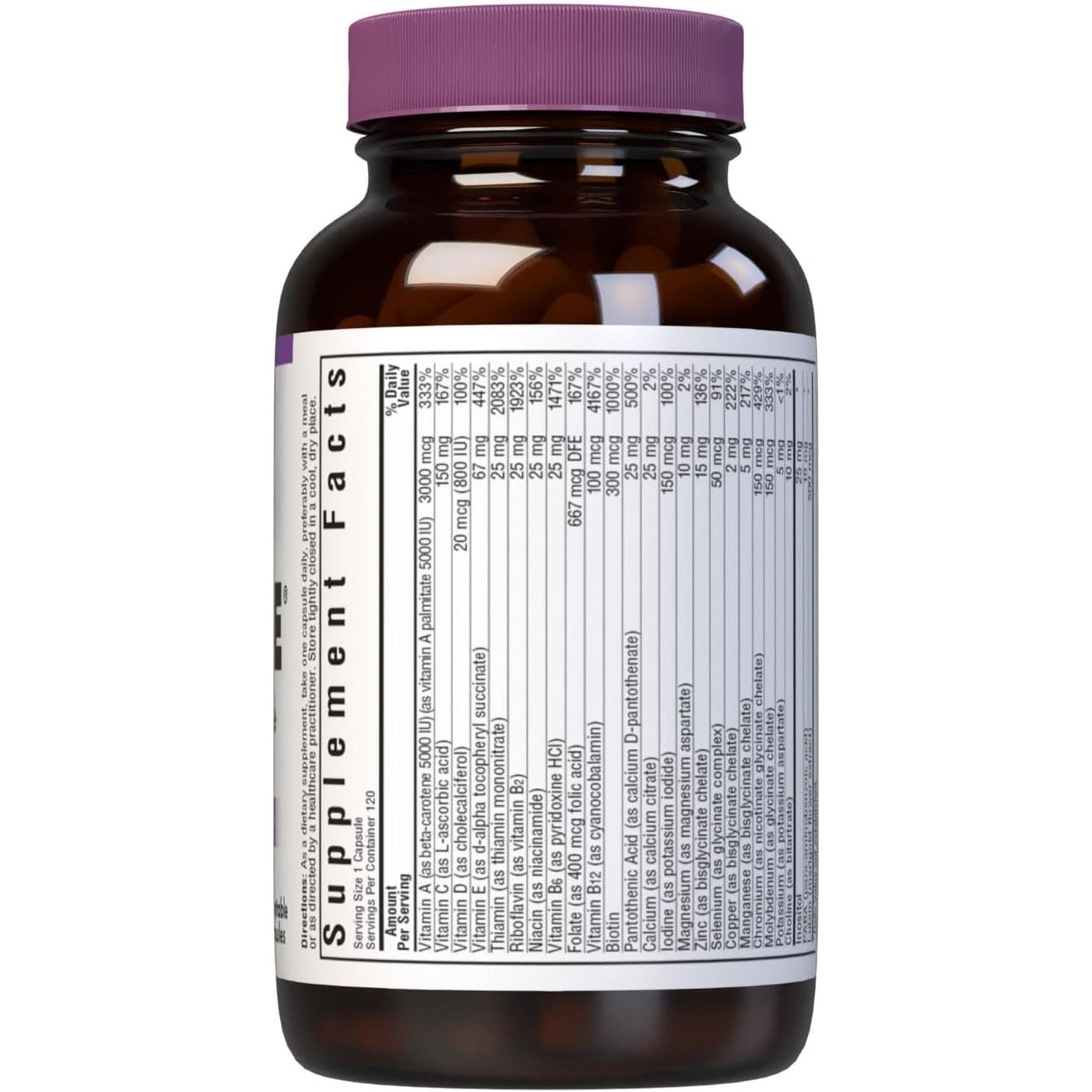 Bluebonnet Nutrition Multi One (Iron Free), Complete Full Spectrum 120 Count