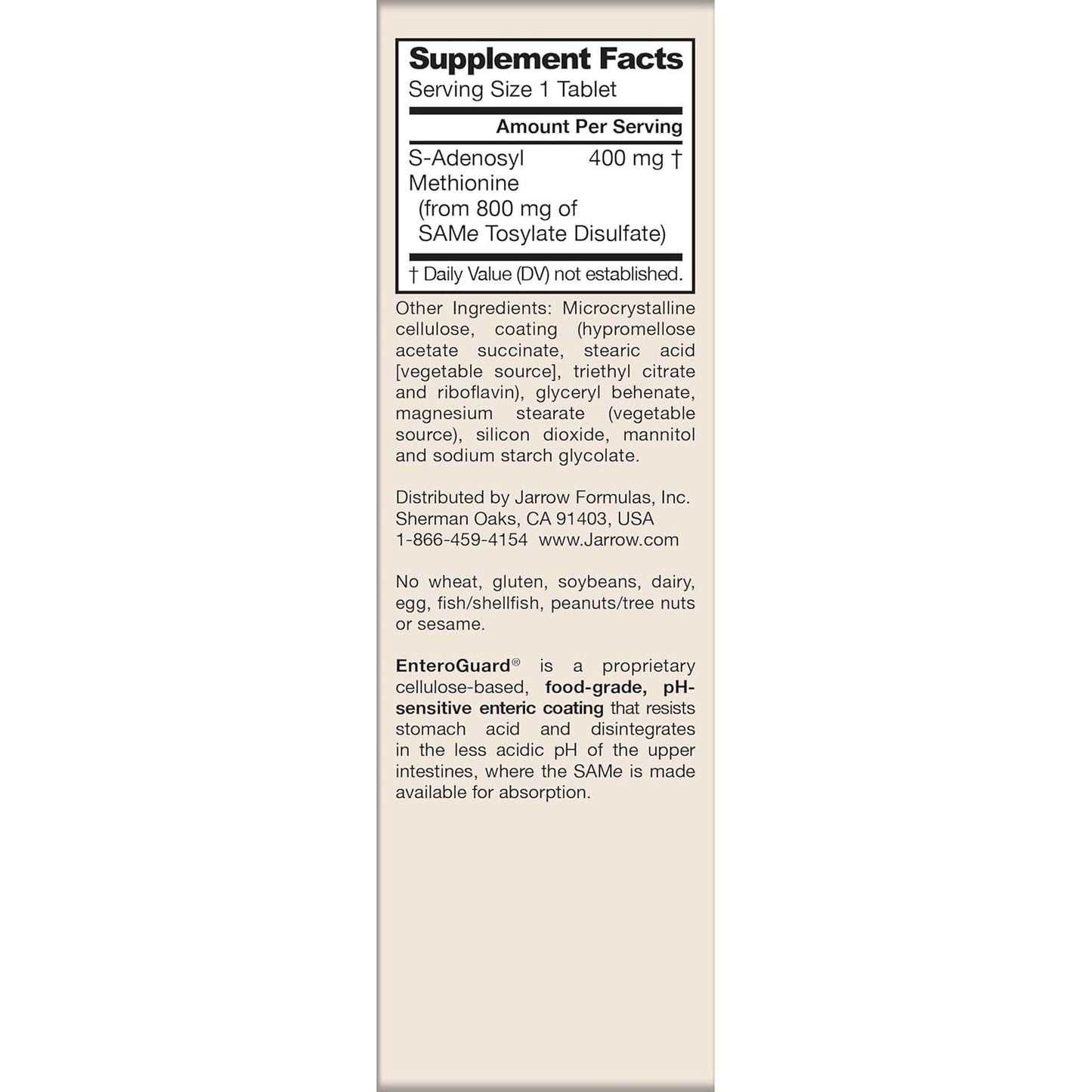 Jarrow Formulas Same 400 Mg, Supports Joint Health, Liver Function, Brain Metabolism, 30 Tablets