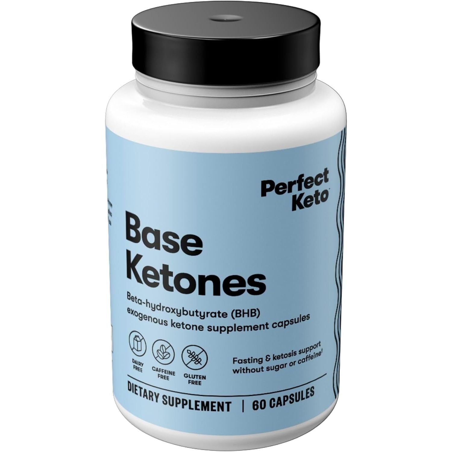 Perfect Keto Exogenous Ketones Capsules, Gluten Free BHB Salts Supplement for Ketosis & Fasting 60 Count
