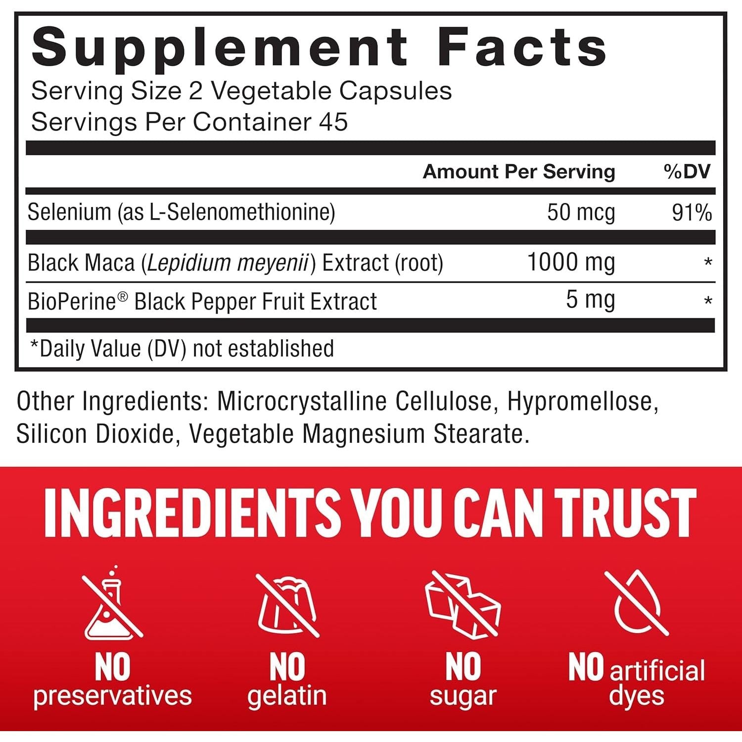 FORCE FACTOR Black Maca Root 1000Mg, Vitality Supplement for Men 90 Capsules