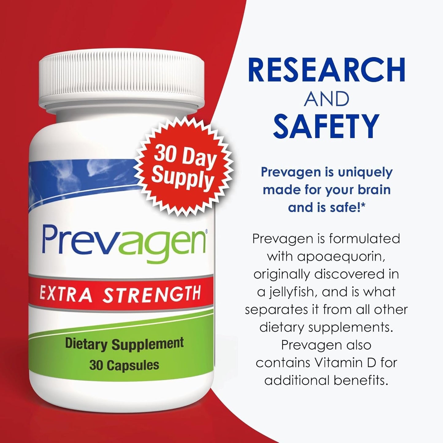 Prevagen Extra Strength 20Mg, 30 Capsules, with Apoaequorin & Vitamin D and 7-Day Pill Minder
