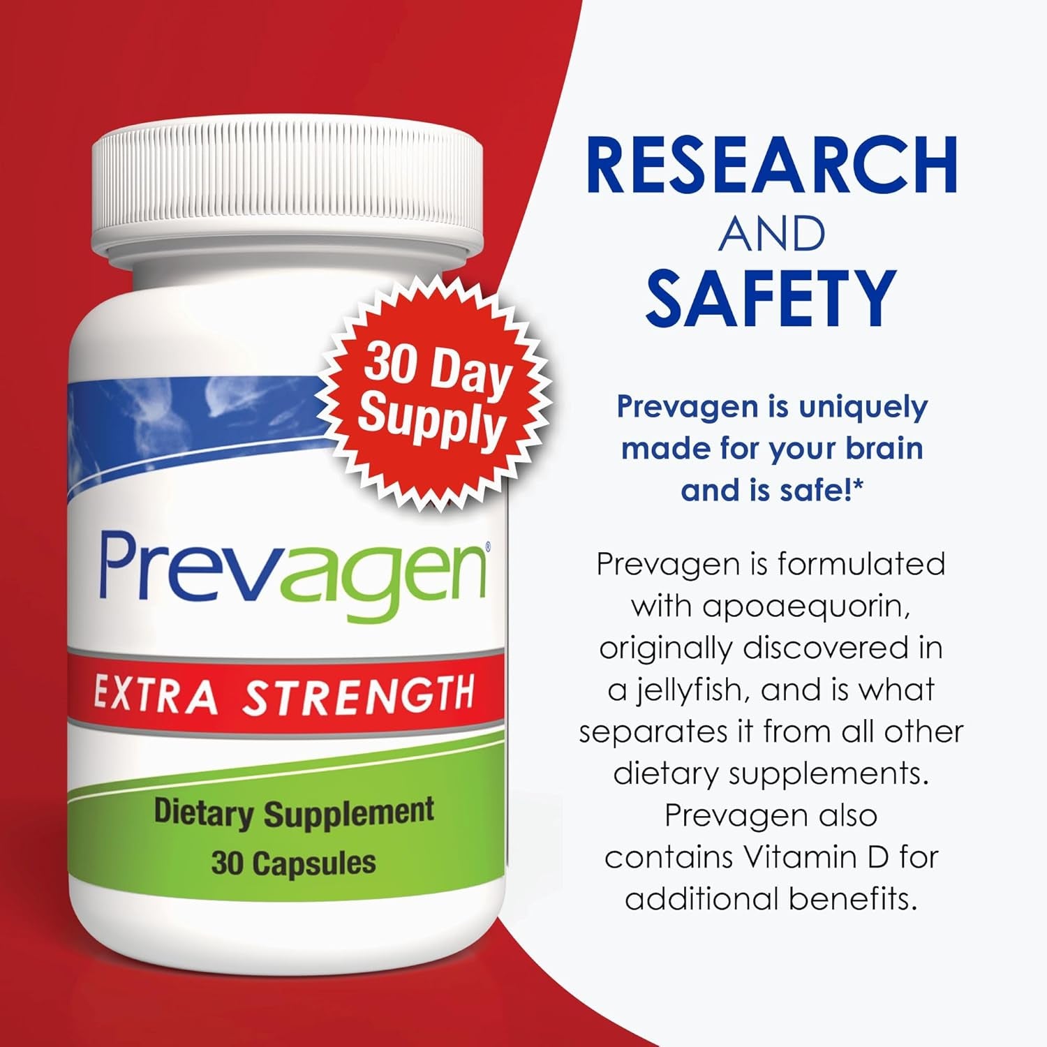 Prevagen Extra Strength 20Mg, 30 Capsules, with Apoaequorin & Vitamin D and 7-Day Pill Minder
