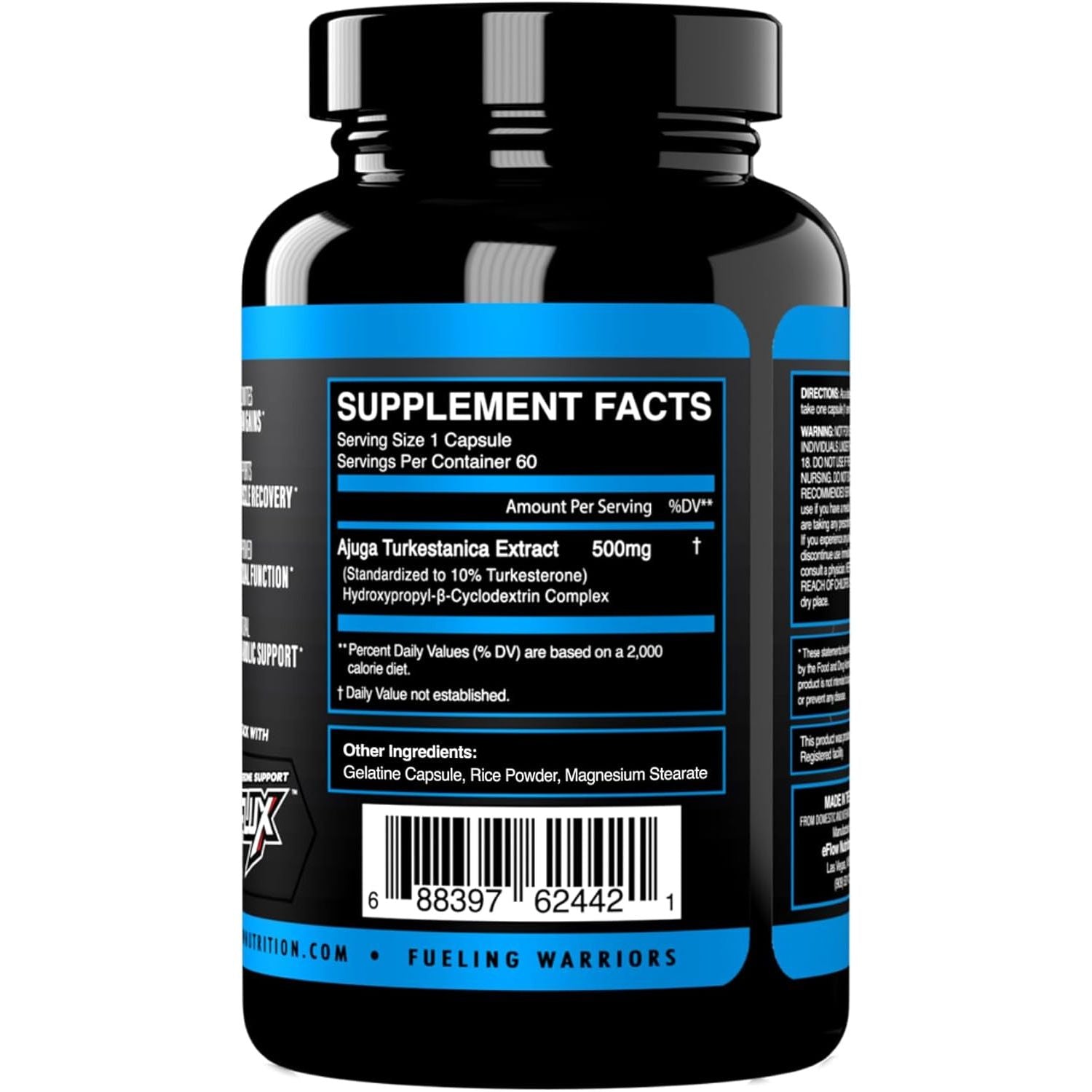 Eflow Nutrition Turkesterone Supplement for Men [Highest Purity] + Cyclodextrin for High Absorption - 3Rd Party Tested (60 Capsules)