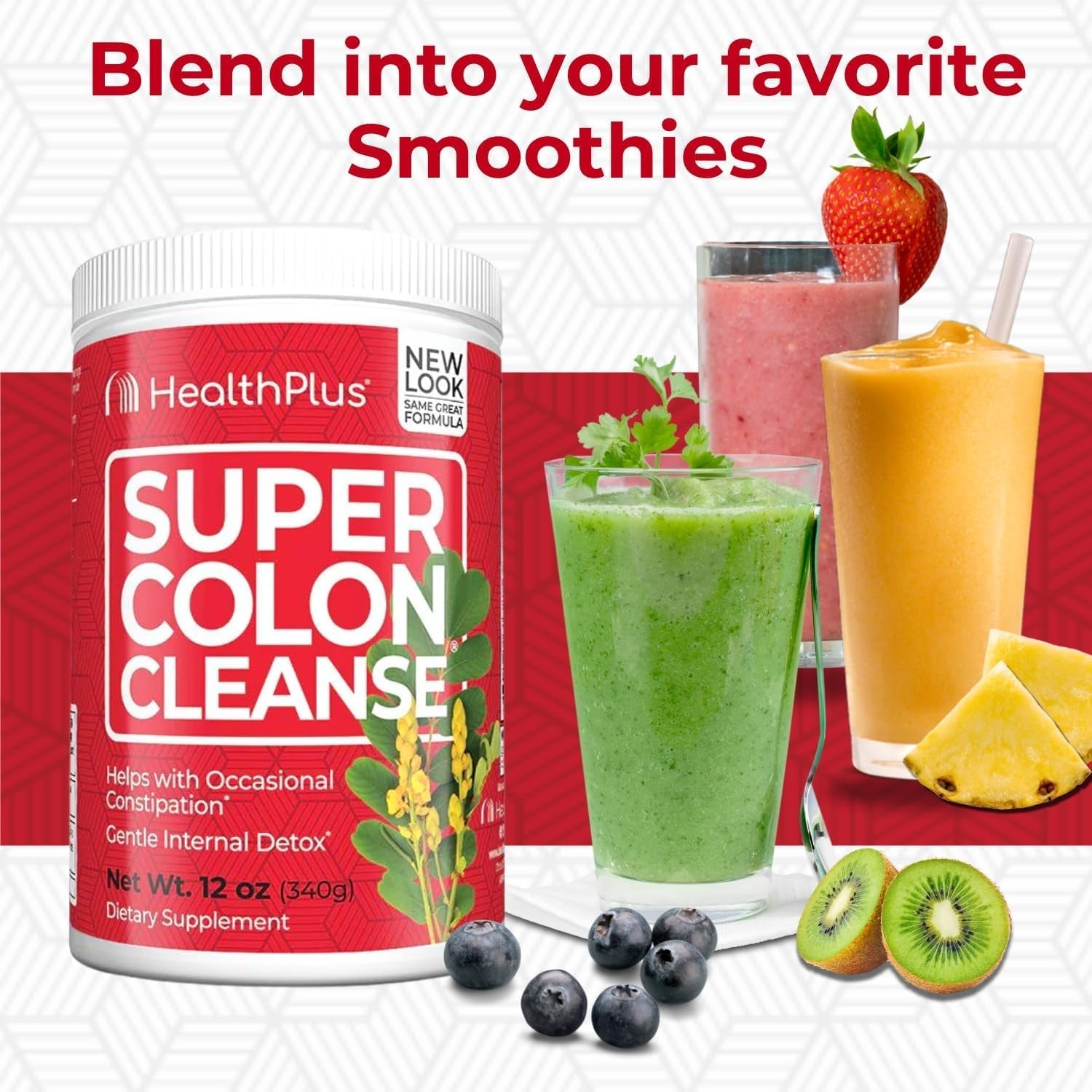 Health plus Super Colon Cleanse - Natural Detox, Digestive Constipation Relief - 12 Oz Powder, 68 Servings