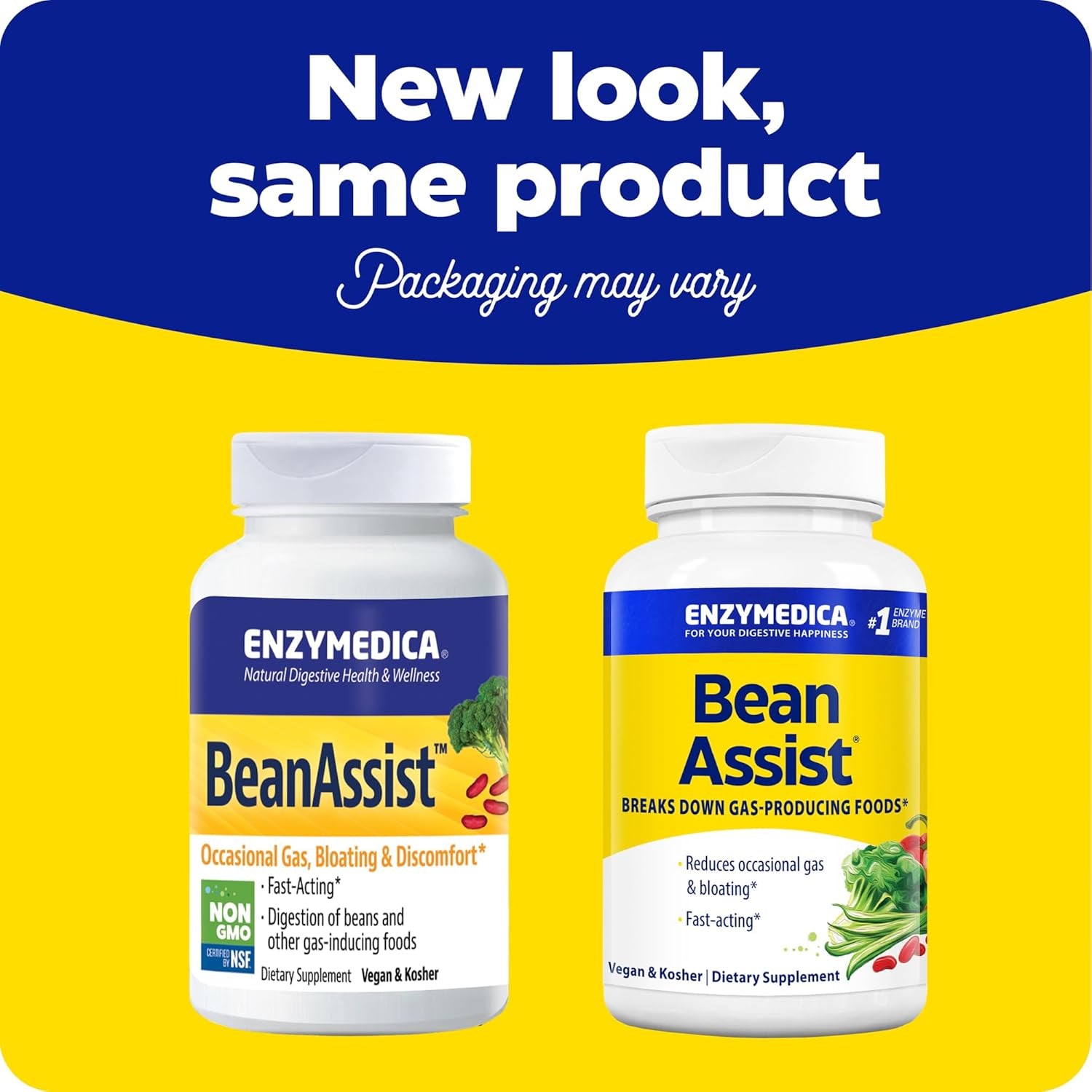 Enzymedica, Bean Assist, Fast-Acting Digestive Enzymes for Gas and Bloating, 30 Capsules