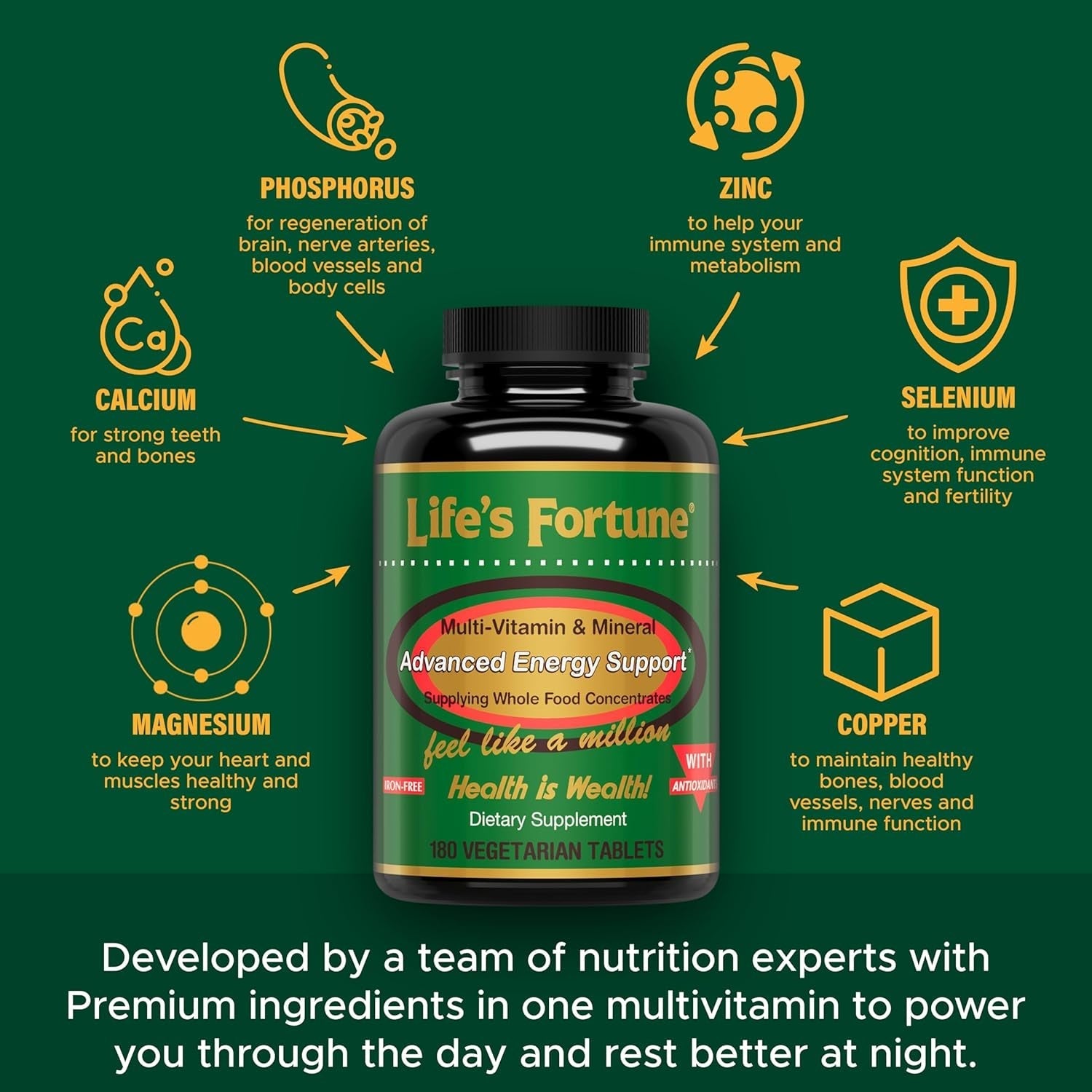 Life'S Fortune Multivitamin & Mineral, All Natural Energy Source Supplying, 180 Tab