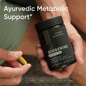 Sports Research Berberine Supplement with Coconut Oil - Herbal & Ayurvedic Metabolic Health Support - 90 Softgels