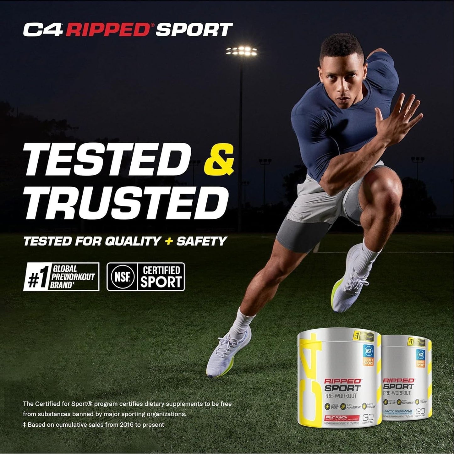 C4 Ripped Sport Pre Workout Powder Arctic Snow Cone - 135Mg Caffeine + Weight Loss - 30 Servings