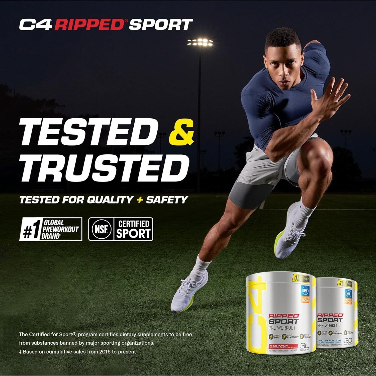 C4 Ripped Sport Pre Workout Powder Arctic Snow Cone - 135Mg Caffeine + Weight Loss - 30 Servings