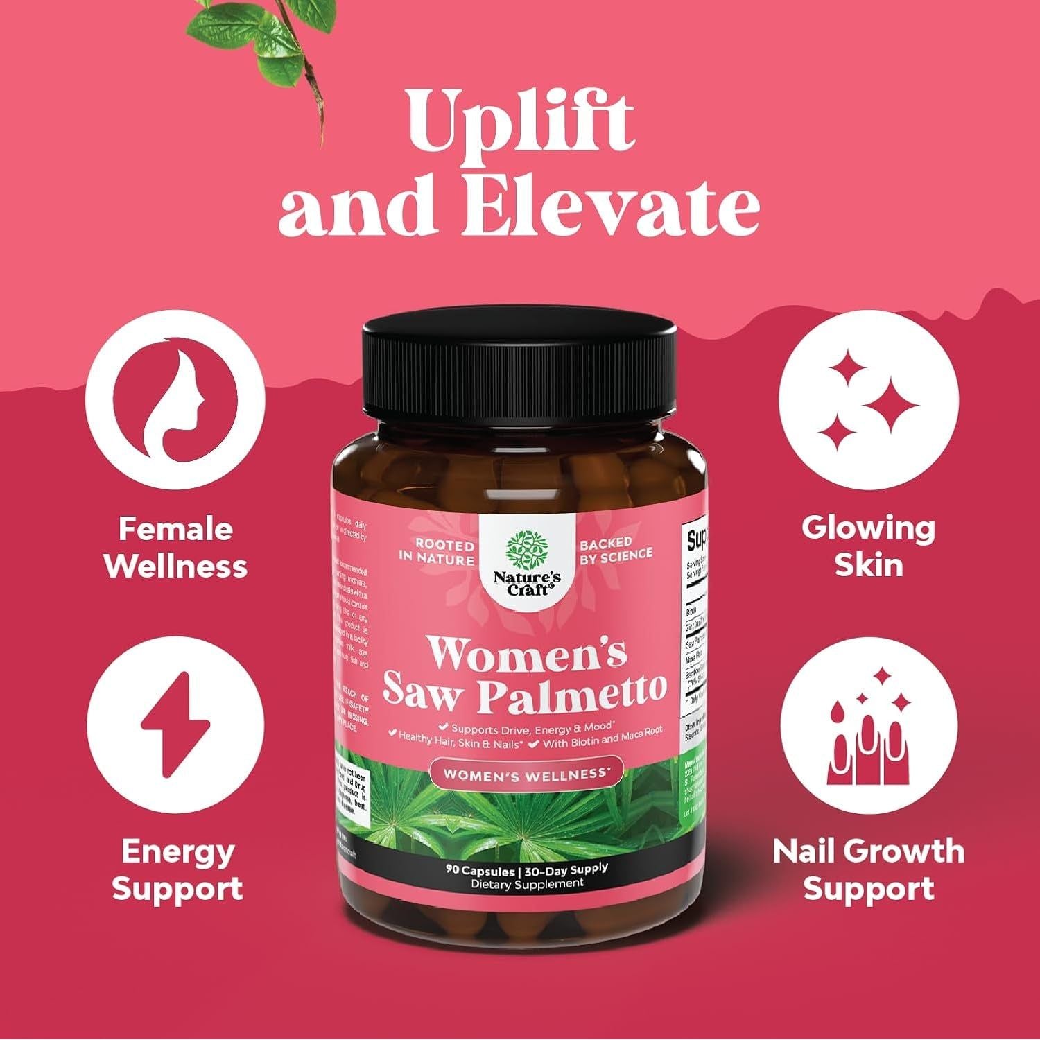 Extra Strength Saw Palmetto for Women 500Mg - DHT Blocker - Hair Vitamins for Hair Loss Supplement - 90 Capsules