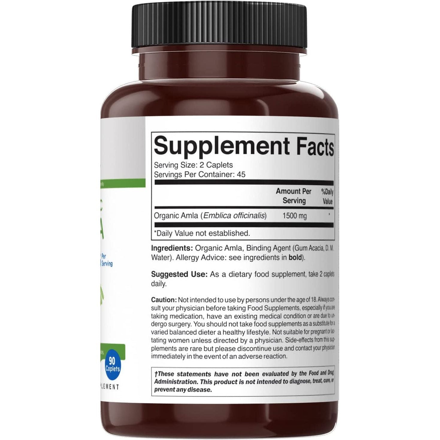 Brieofood Organic Amla 1500Mg, Vegetarian, Gluten Free 45 Servings