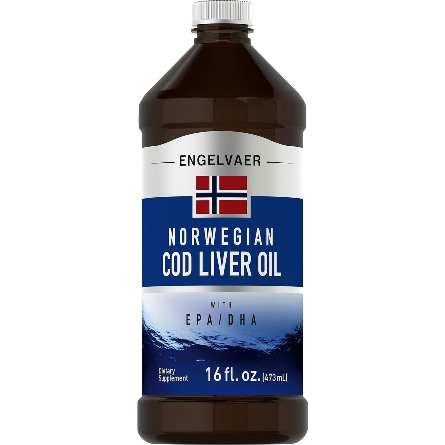 Piping Rock Cod Liver Oil Liquid | 16 Fl Oz | with EPA DHA | Engelvaer Norwegian