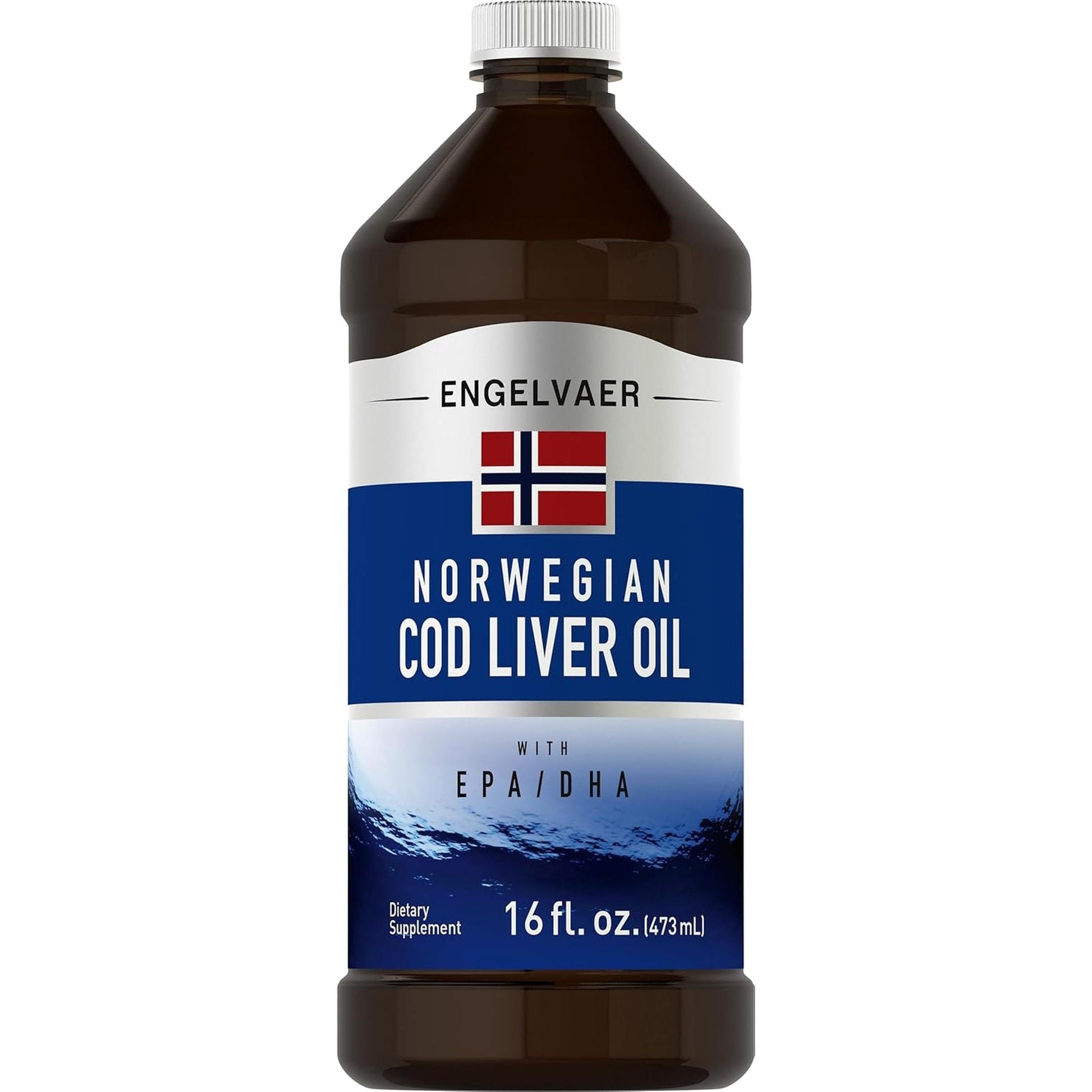 Piping Rock Cod Liver Oil Liquid | 16 Fl Oz | with EPA DHA | Engelvaer Norwegian