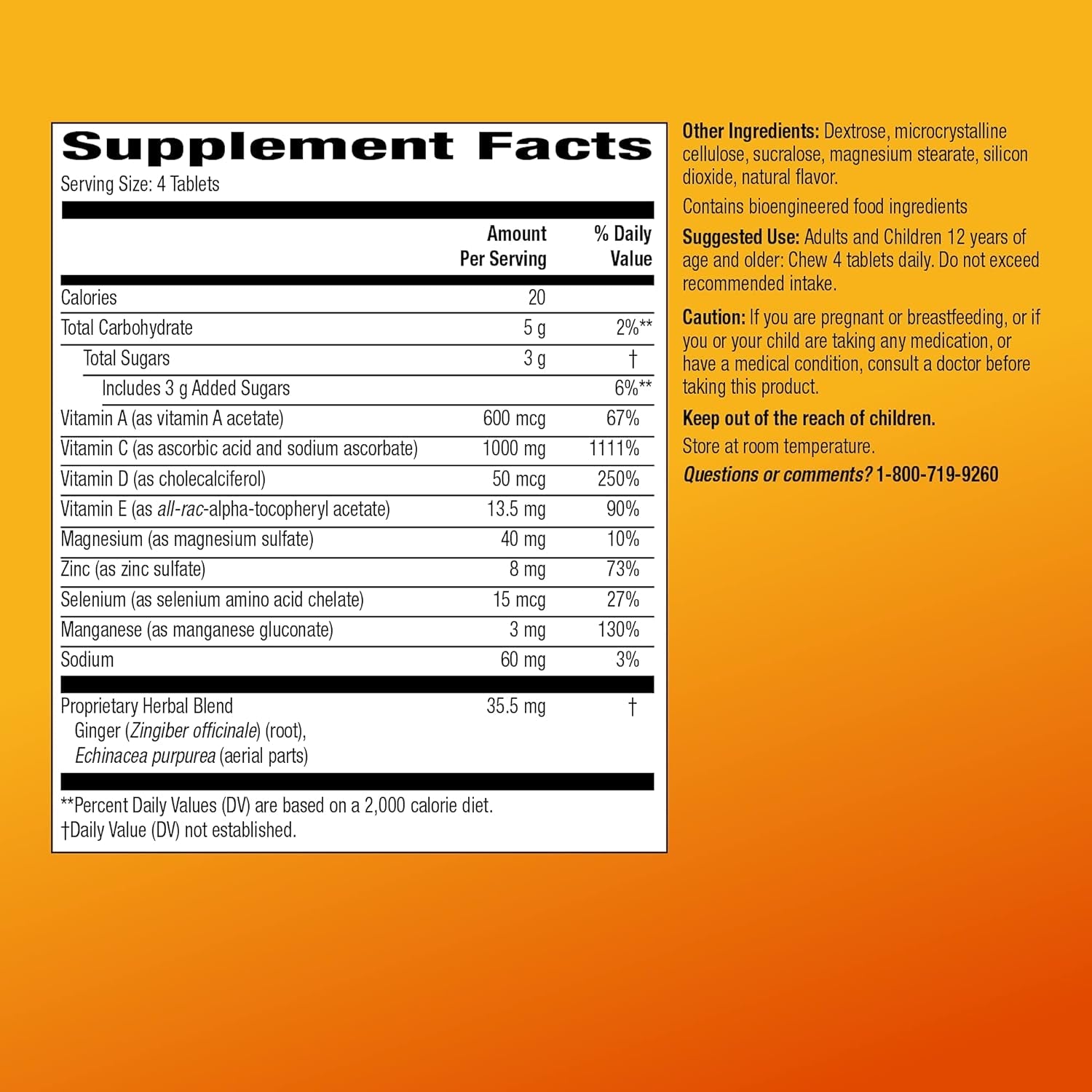 Amazon Basic Care Immune Support Citrus Chew Tablets, 116 Count