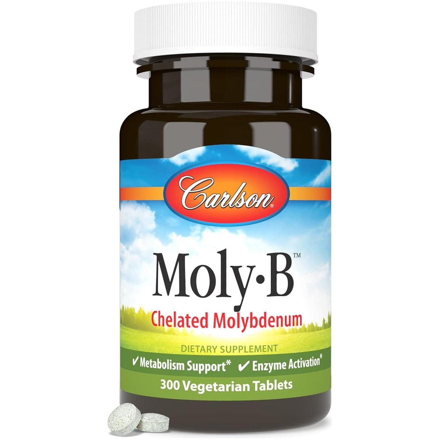 Carlson - Moly-B, Chelated Molybdenum Supplements, Metabolism Support & Enzyme Activation 300 Tablets