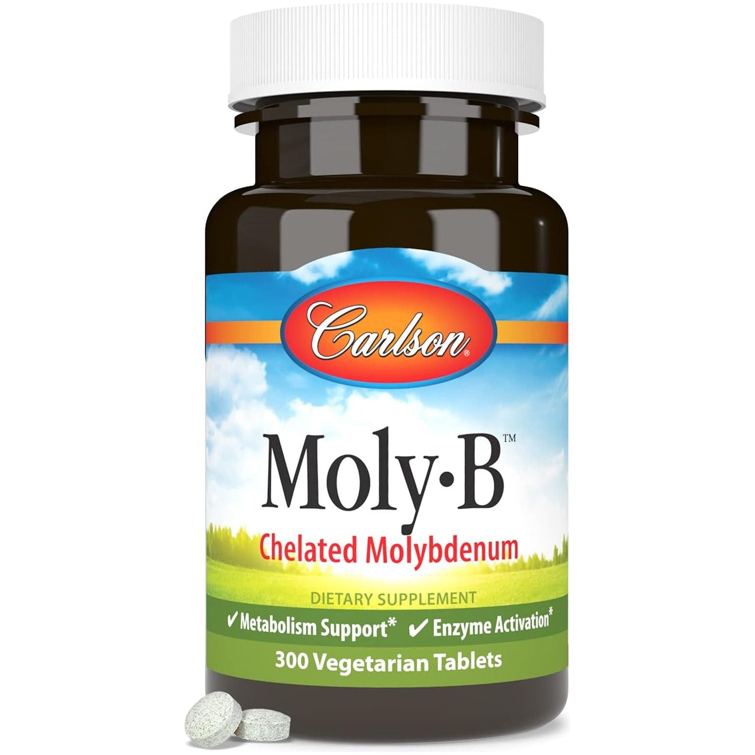 Carlson - Moly-B, Chelated Molybdenum Supplements, Metabolism Support & Enzyme Activation 300 Tablets