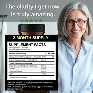 Organic Wasabi Extract + Zingserine Cognition  the Most Targeted Memory Supplement (2 Month Supply)