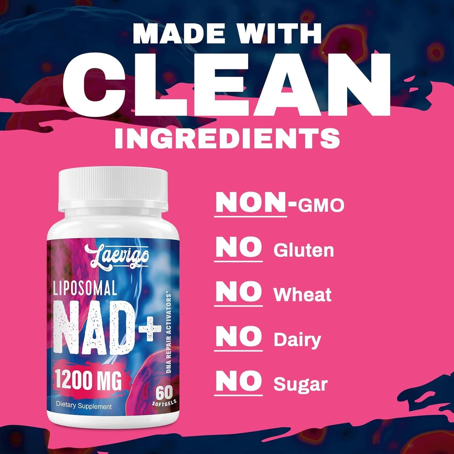 1200Mg Liposomal NAD+ Supplement, Enhanced Absorption, Boosting NAD+ 60 Softgels