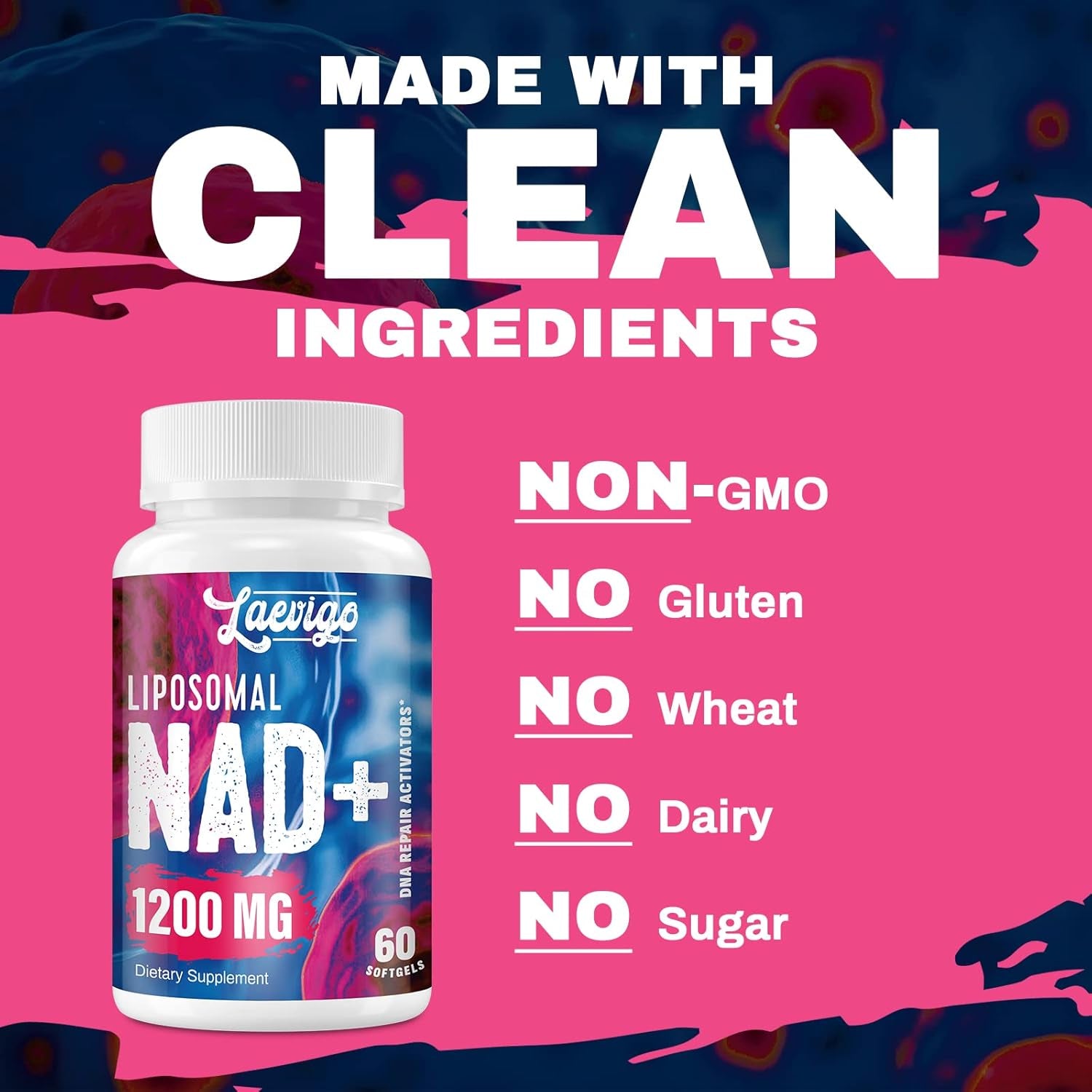 1200Mg Liposomal NAD+ Supplement, Enhanced Absorption, Boosting NAD+ 60 Softgels