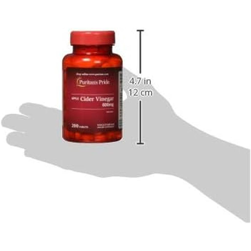 Puritan'S Pride Apple Cider Vinegar 600 Mg, Vegetarian Dietary Supplement, 6 Month Supply, 200 Tablets