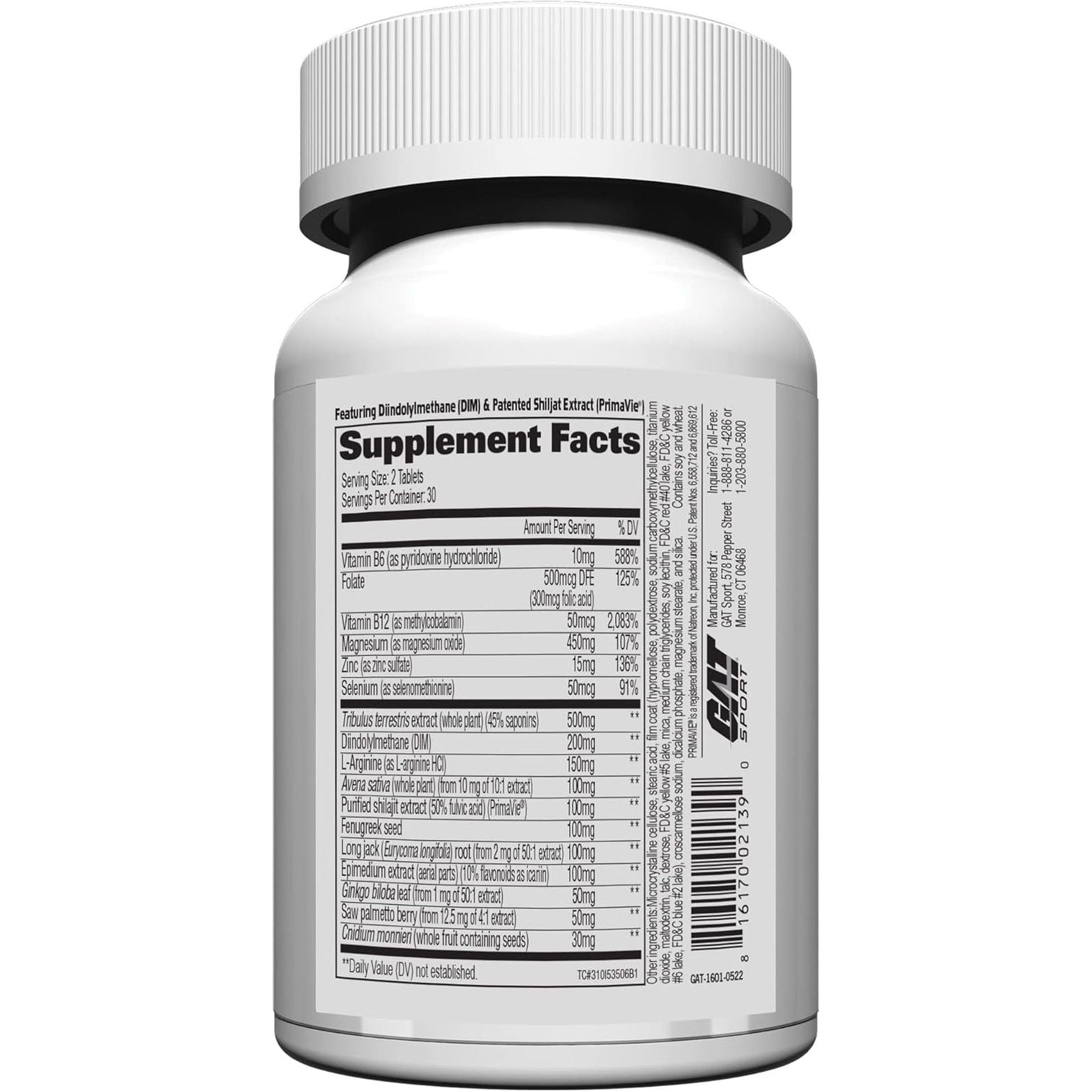 GAT SPORT Testrol Gold ES, Tribulus, DIM, Zinc, Longjack, Fenugreek, Saw Palmetto for Estrogen Balance, 60 Tablets