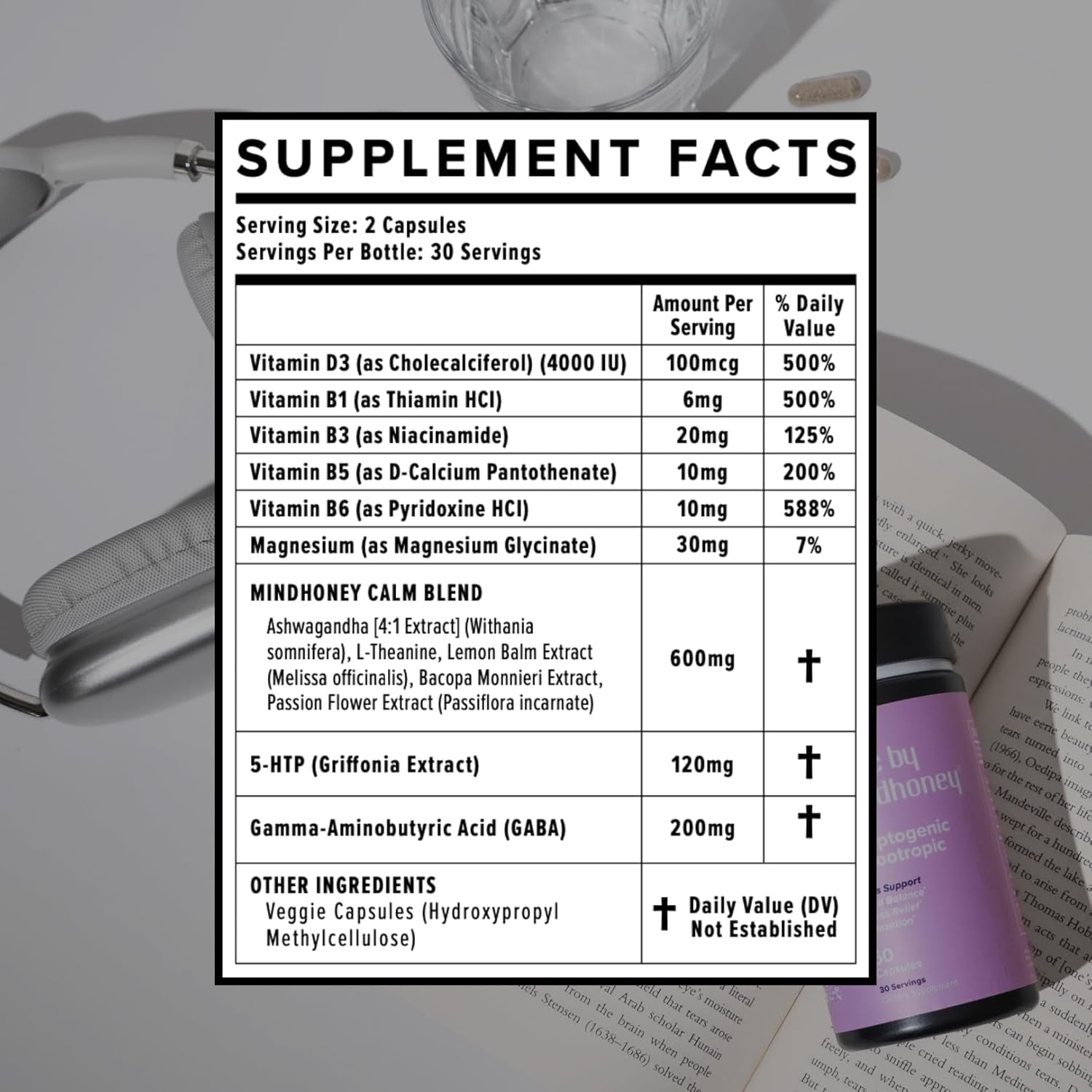 MINDHONEY | SYNC Premium All-In-One Adaptogenic Supplement | Relaxation, Mood Balance, Stress 60 Count