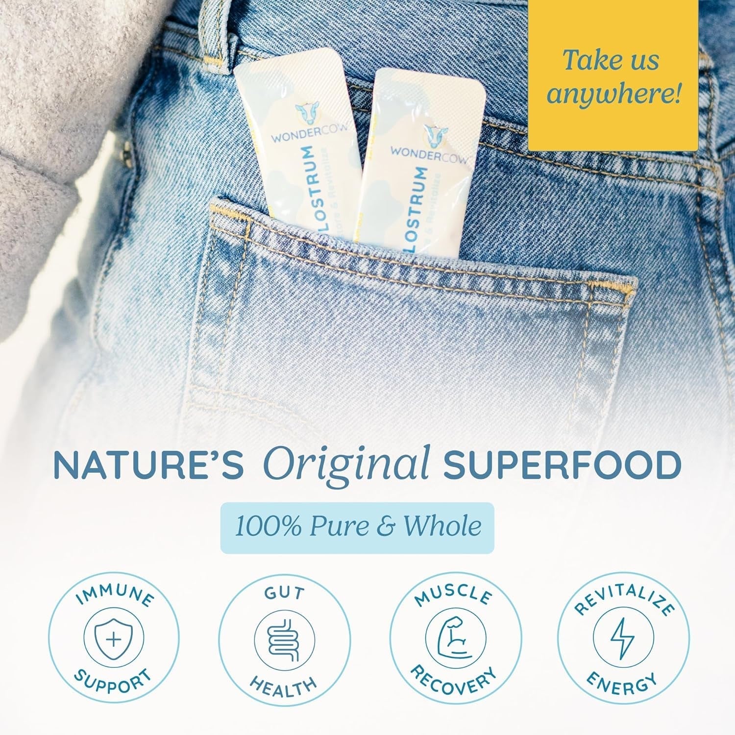 Colostrum Supplement Powder for Gut Health, Immune Support, Muscle Recovery & Wellness, 30 Servings