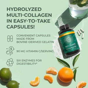 Primal Harvest Multi Collagen Pills for Women and Men (Type I, II, III, V, X) 120 Capsules W/Vitamin C