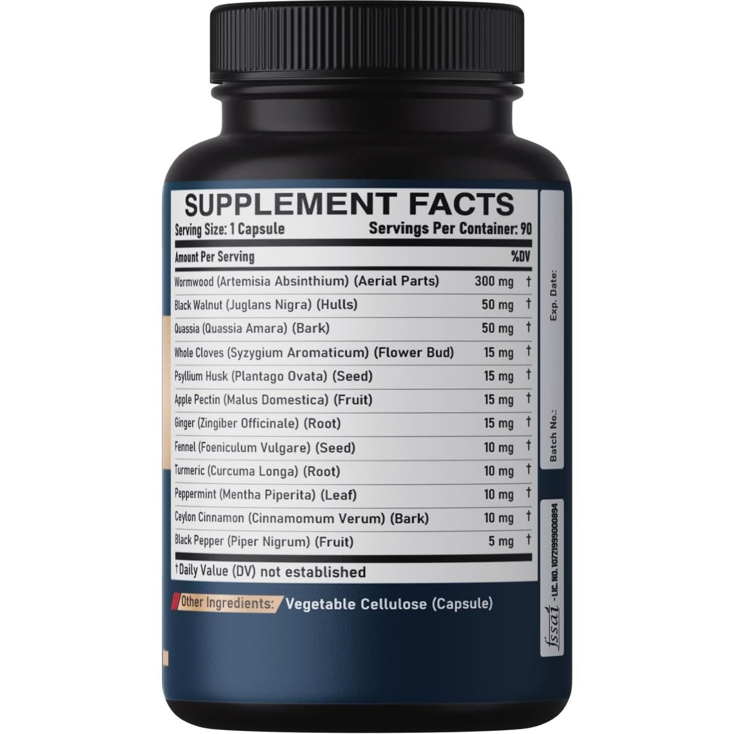 12In1 Wormwood Black Walnut Clove Capsules - Digestive, Immune, and Mood Support - 90 Vegan Capsules