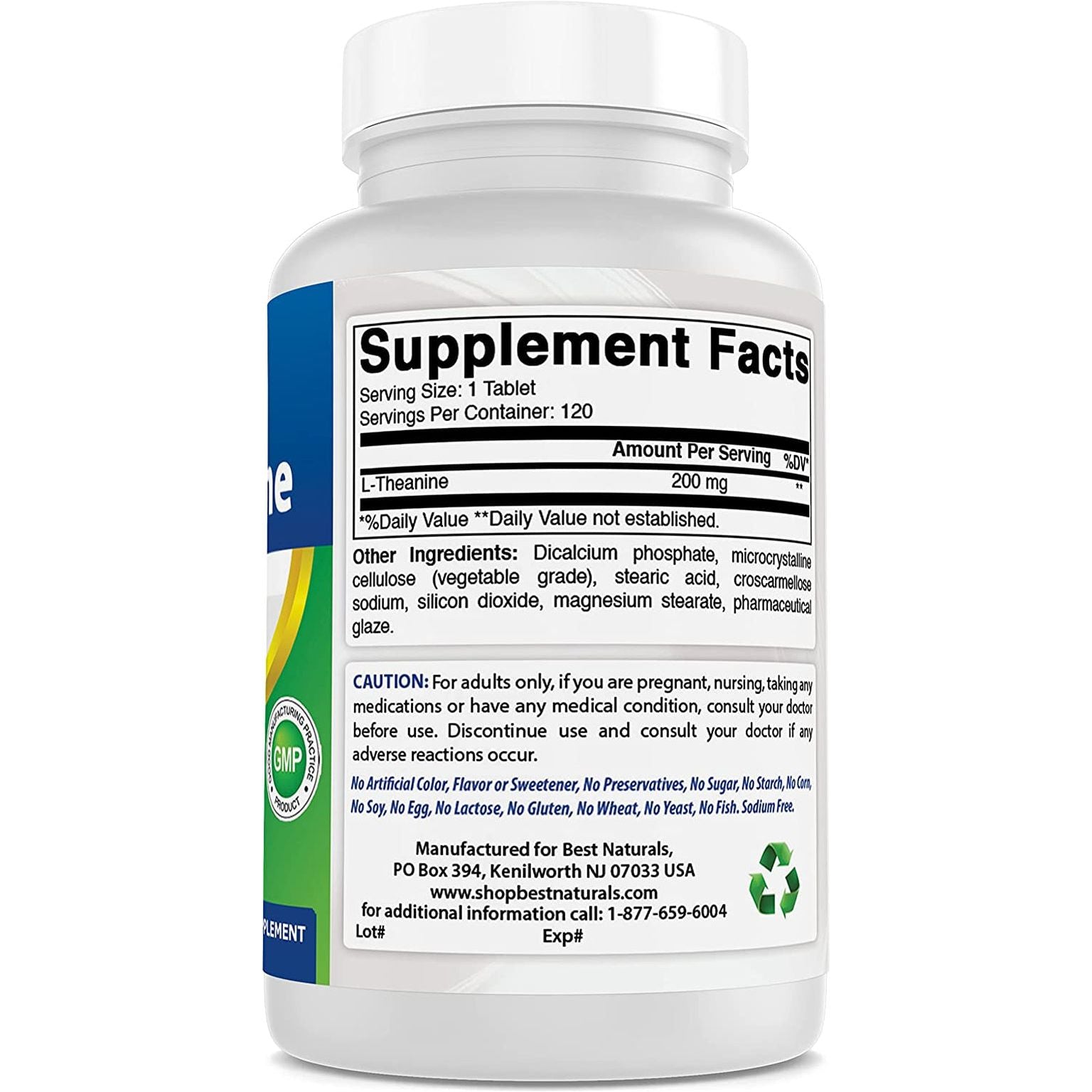 Best Naturals L-Theanine 200Mg per Tablet - Promotes Relaxation without Drowsiness - 120 Vegetarian Tablets