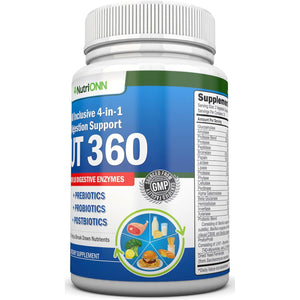 4-In-1 Probiotics, Prebiotics & Postbiotics with 18 Digestive Enzymes- Complete Gut & Digestive Support Supplement