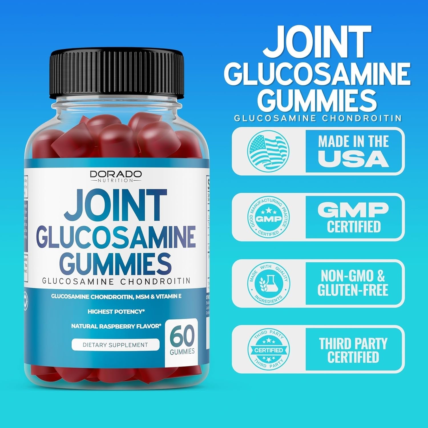 Glucosamine Chondroitin Gummies (60 Count) Joint Supplement