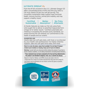 Nordic Naturals Ultimate Omega-D3, Lemon Flavor - 1280 Mg Omega-3 + 1000 IU Vitamin D3 (90 Soft Gels)
