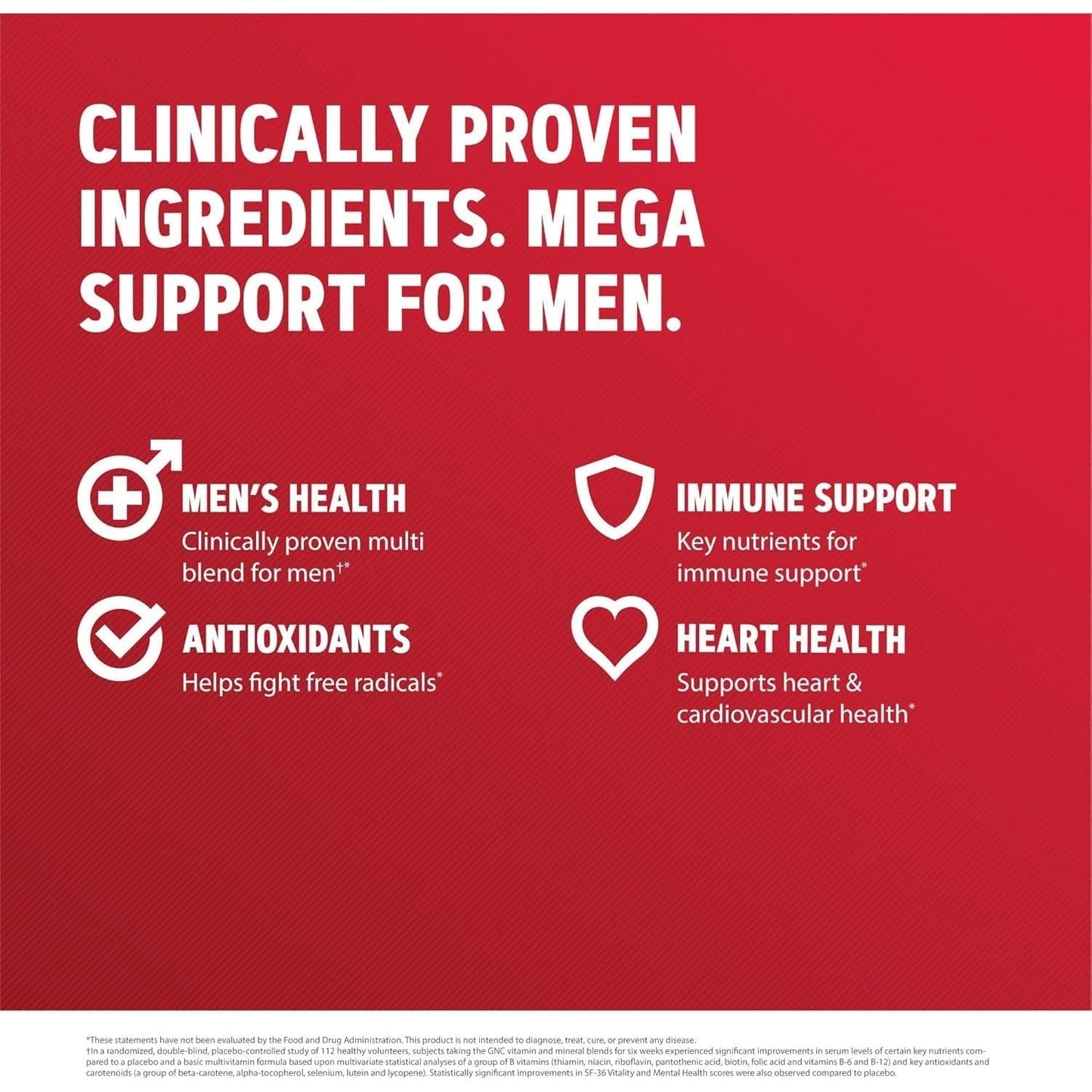 GNC Mega Men Multivitamin | Heart Health, and Immune Support | 180 Count