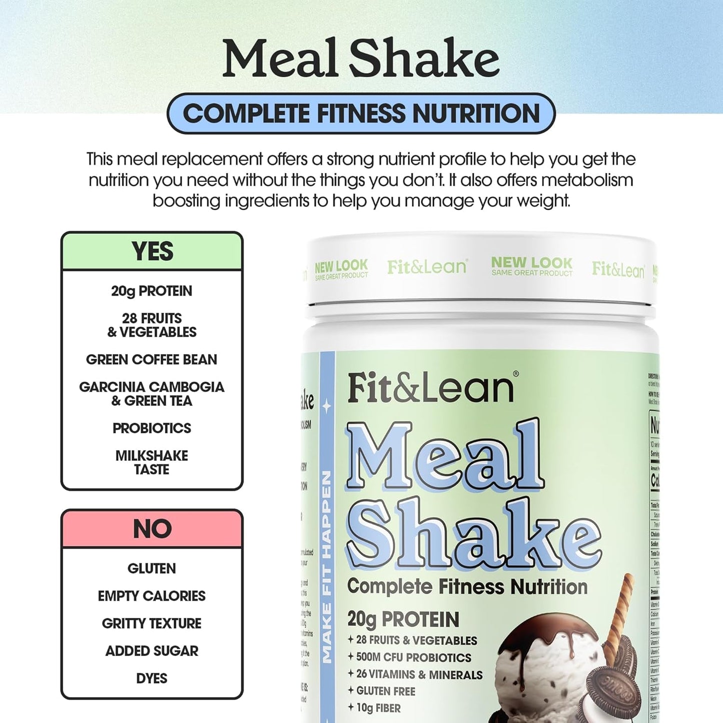 Fit & Lean Meal Shake, Fat Burning Meal Replacement, 1Lb, 10 Servings