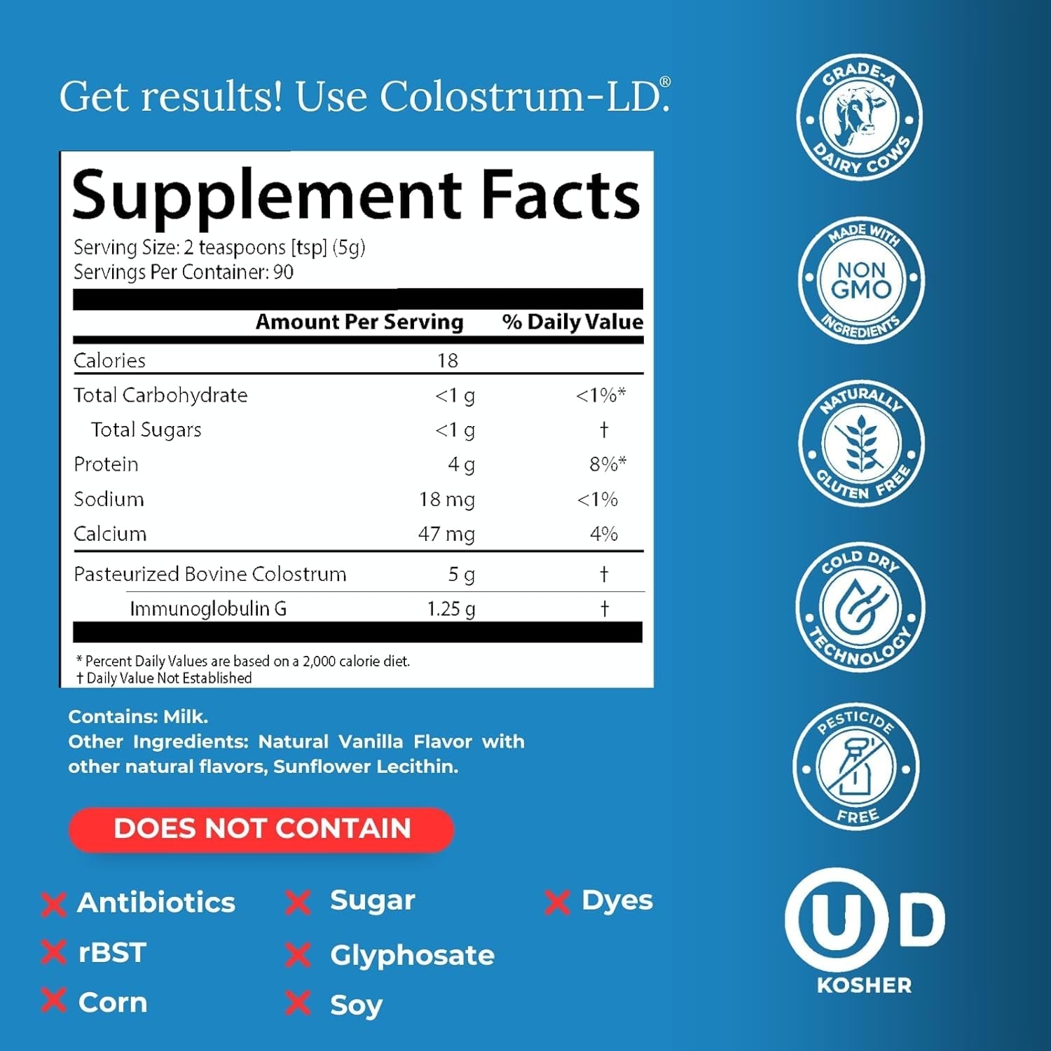 Colostrum-Ld Liposomal Delivery by Sovereign Laboratories - 16Oz Vanilla (90 Servings)
