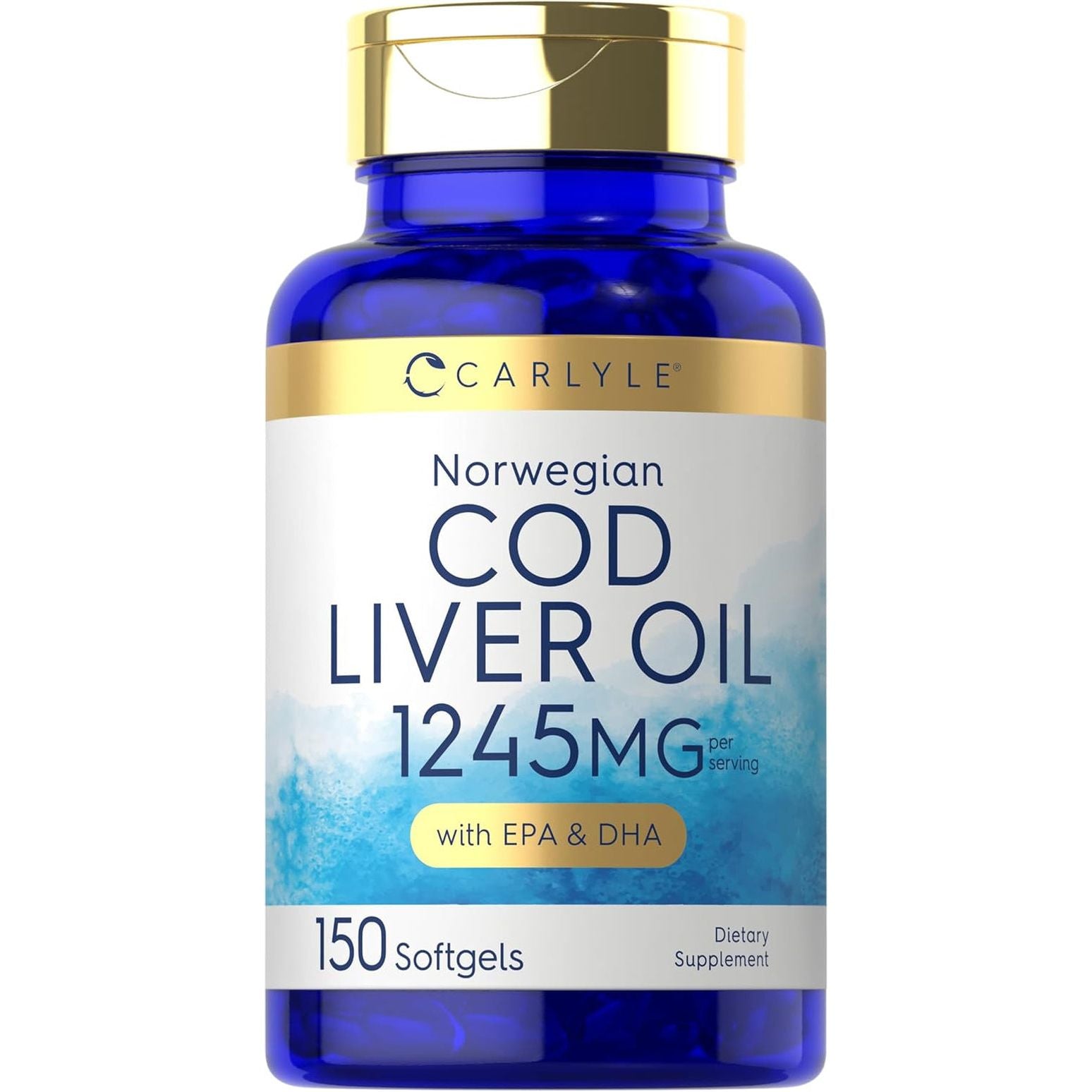 Carlyle Norwegian Cod Liver Oil with EPA & DHA | 1245Mg | 150 Softgels
