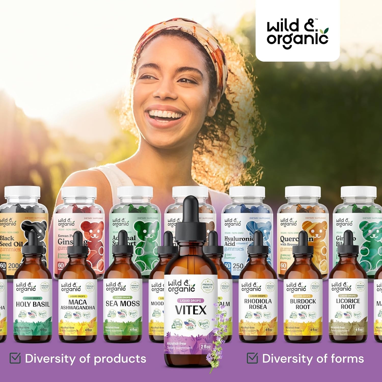 Wild & Organic Vitex Tincture - Liquid Chaste Tree Supplement for Mood Support - 2 Fl Oz