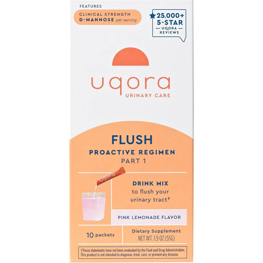Uqora Flush - Urinary Tract* with D-Mannose, Vitamin C, Vitamin B6, Potassium, Magnesium & Calcium 10 Packets