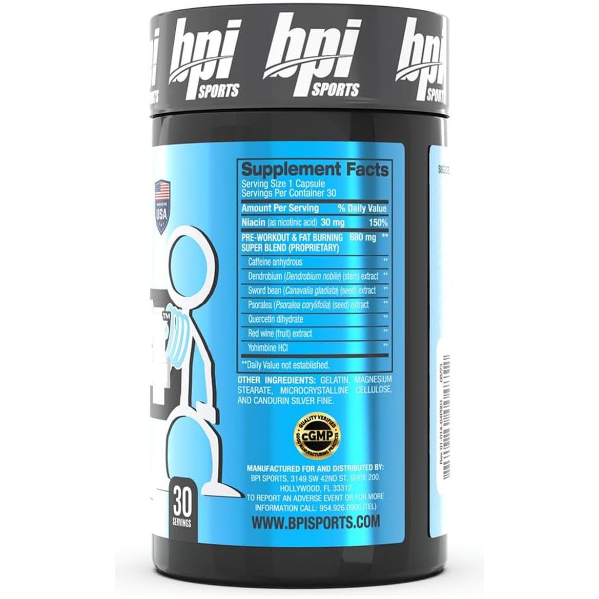 BPI Sports B4 – Extra-Strength Fat Burner –  Caffeine, Niacin, Quercetin, Yohimbine – 30 Servings – 710Mg