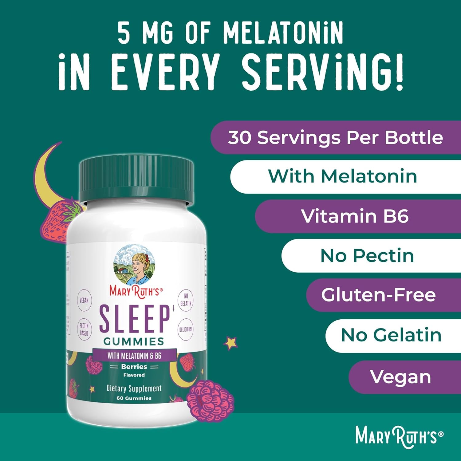 Maryruth'S Melatonin Gummies - Relaxation & Sleep Support for Adults 60 Count