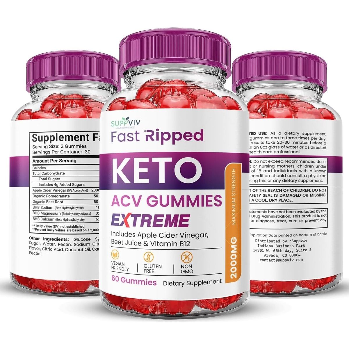 Fast Ripped Keto ACV Gummies Extreme 2000MG Apple Cider Vinegar Keto Acv 60 Gummies - Suppviv