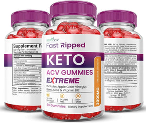 Fast Ripped Keto ACV Gummies Extreme 2000MG Apple Cider Vinegar Keto Acv 60 Gummies - Suppviv