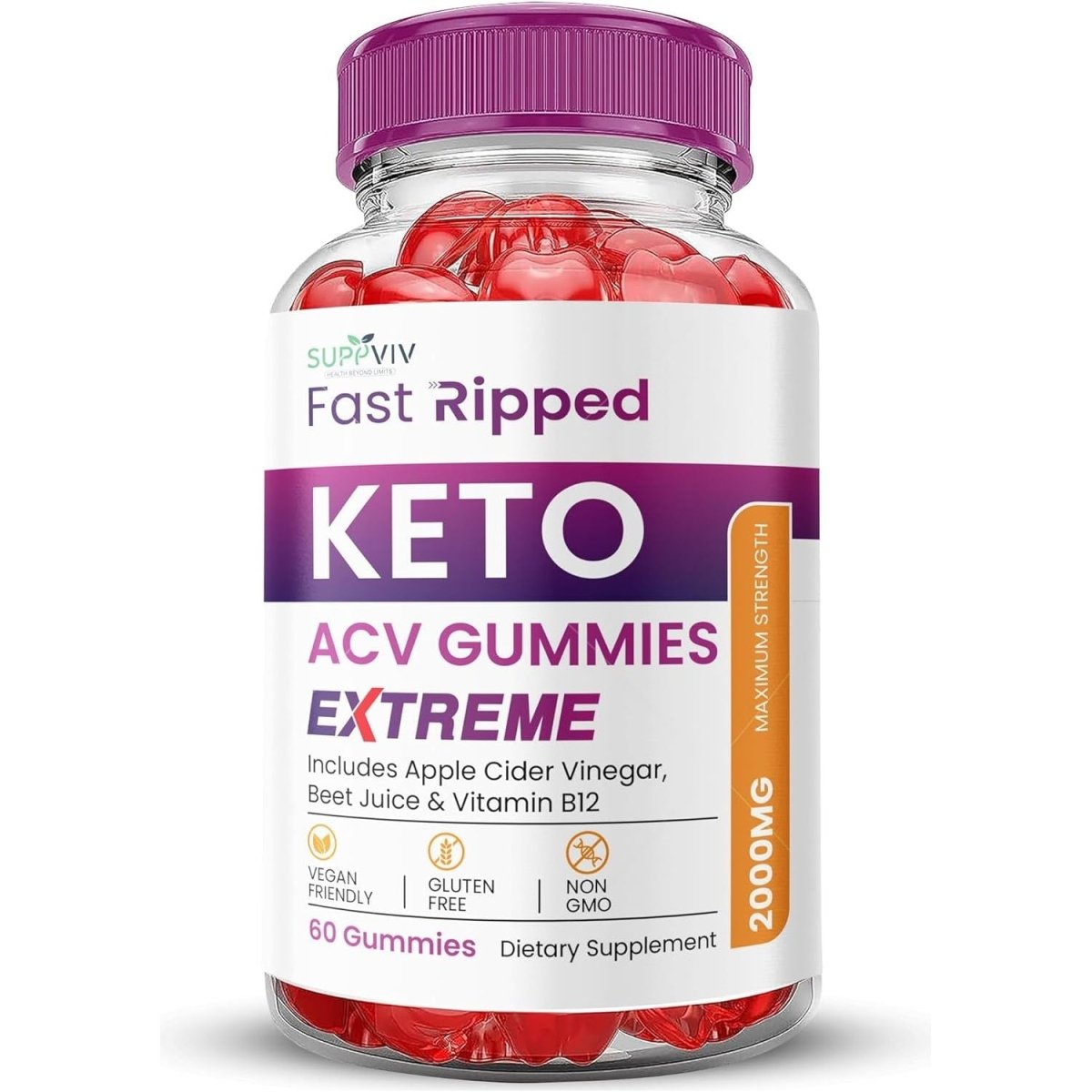 Fast Ripped Keto ACV Gummies Extreme 2000MG Apple Cider Vinegar Keto Acv 60 Gummies - Suppviv