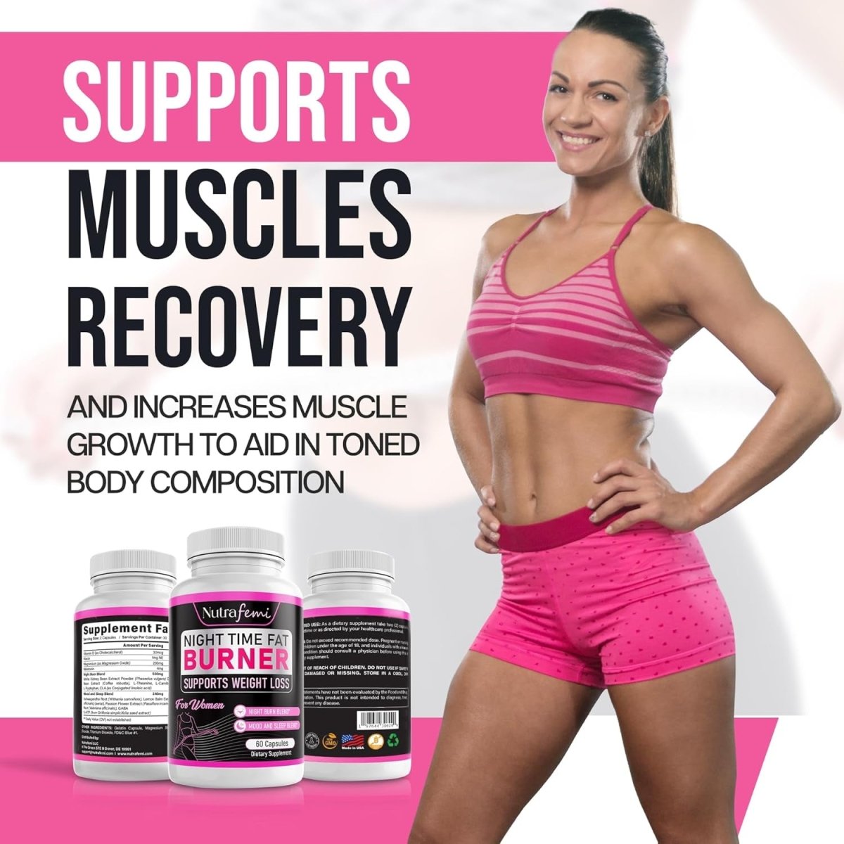 Fat Burners for Women Weight Loss - Night Time Fat Burner 60 Capsules - Suppviv